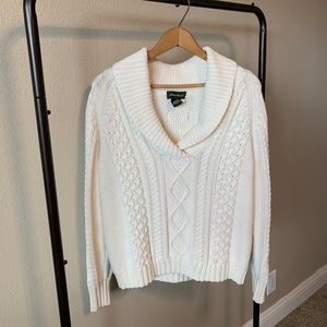 Vintage Eddie Bauer cable knit sweater with collar